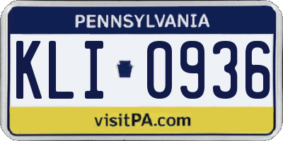 PA license plate KLI0936