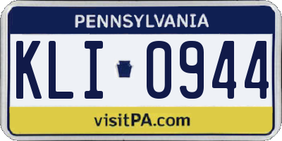 PA license plate KLI0944