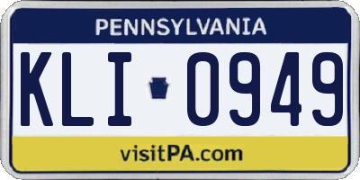 PA license plate KLI0949