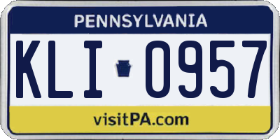 PA license plate KLI0957