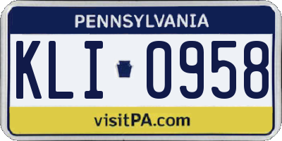 PA license plate KLI0958