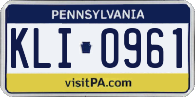 PA license plate KLI0961