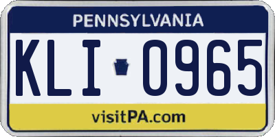 PA license plate KLI0965