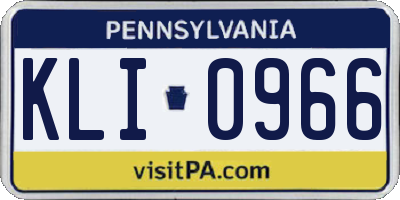 PA license plate KLI0966
