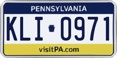PA license plate KLI0971