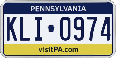 PA license plate KLI0974