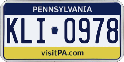 PA license plate KLI0978