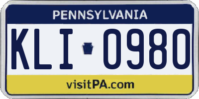PA license plate KLI0980