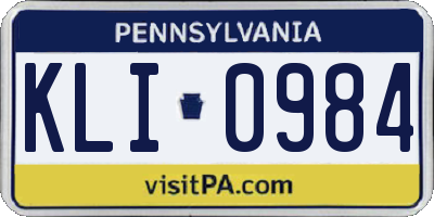 PA license plate KLI0984