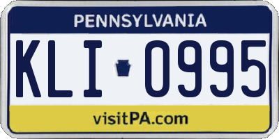 PA license plate KLI0995