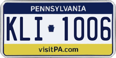 PA license plate KLI1006