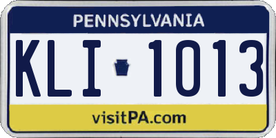PA license plate KLI1013
