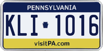 PA license plate KLI1016