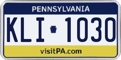 PA license plate KLI1030