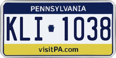 PA license plate KLI1038