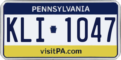 PA license plate KLI1047