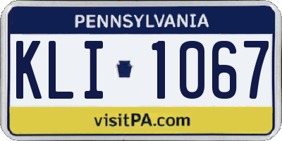 PA license plate KLI1067