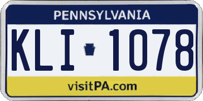 PA license plate KLI1078