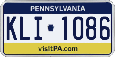 PA license plate KLI1086