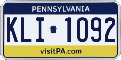 PA license plate KLI1092