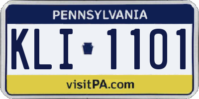 PA license plate KLI1101