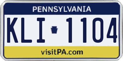 PA license plate KLI1104