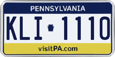 PA license plate KLI1110