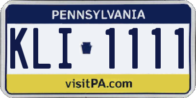 PA license plate KLI1111
