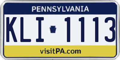 PA license plate KLI1113