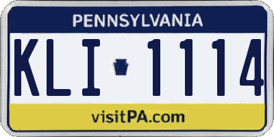 PA license plate KLI1114