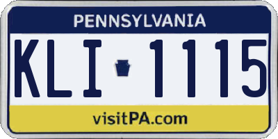 PA license plate KLI1115
