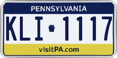 PA license plate KLI1117