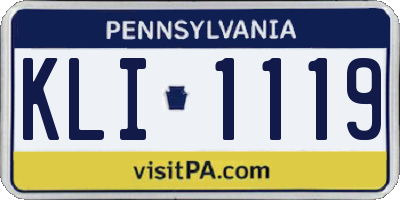 PA license plate KLI1119