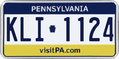 PA license plate KLI1124