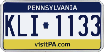 PA license plate KLI1133