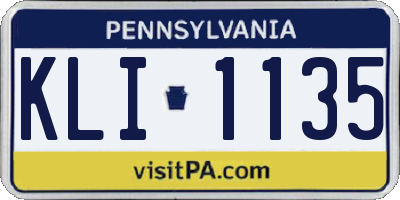 PA license plate KLI1135