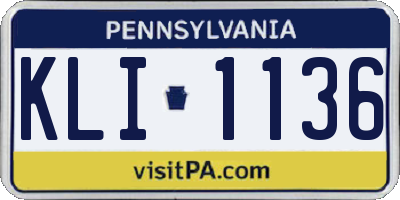 PA license plate KLI1136