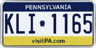 PA license plate KLI1165