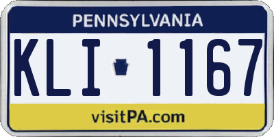PA license plate KLI1167