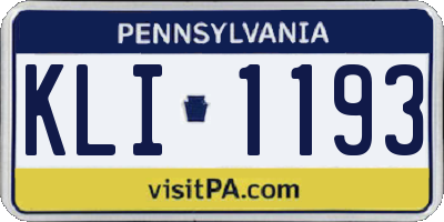 PA license plate KLI1193