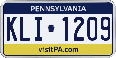 PA license plate KLI1209