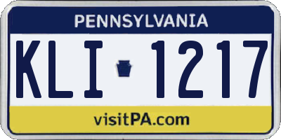 PA license plate KLI1217