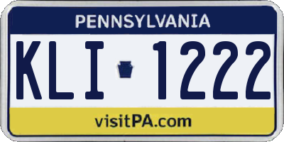 PA license plate KLI1222