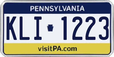 PA license plate KLI1223