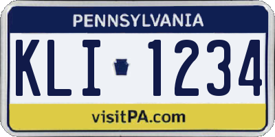 PA license plate KLI1234