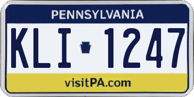 PA license plate KLI1247