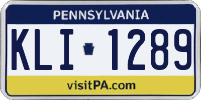 PA license plate KLI1289