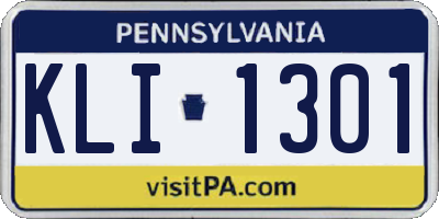 PA license plate KLI1301