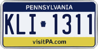 PA license plate KLI1311