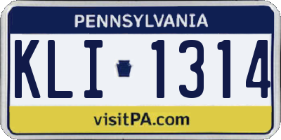 PA license plate KLI1314
